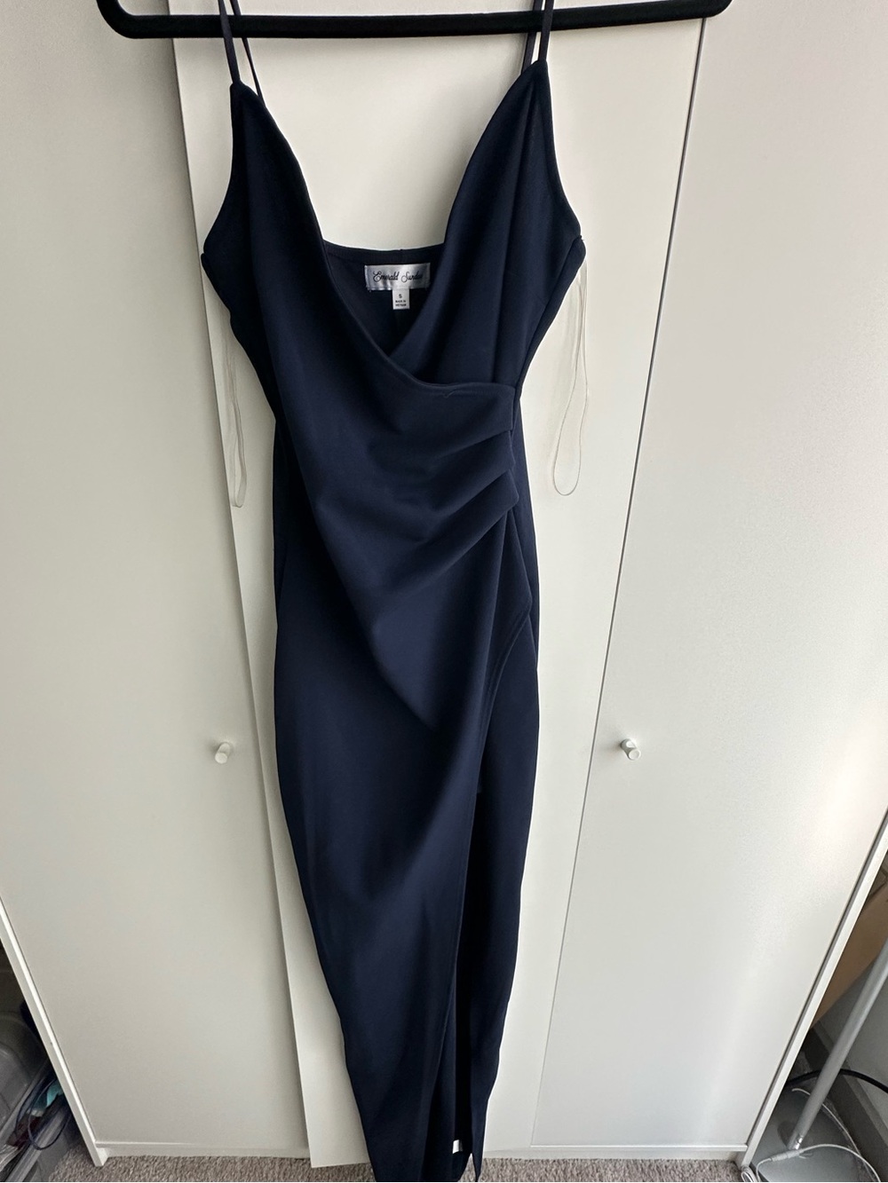 Emerald Sundae Navy Strapless Slip Dress with Cowl Neck